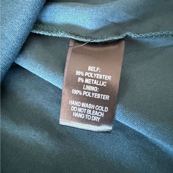 Lulus Ailey Metallic Stripe Twist Back Cocktail Dress in Gold and Teal Size S - Picture 9 of 9